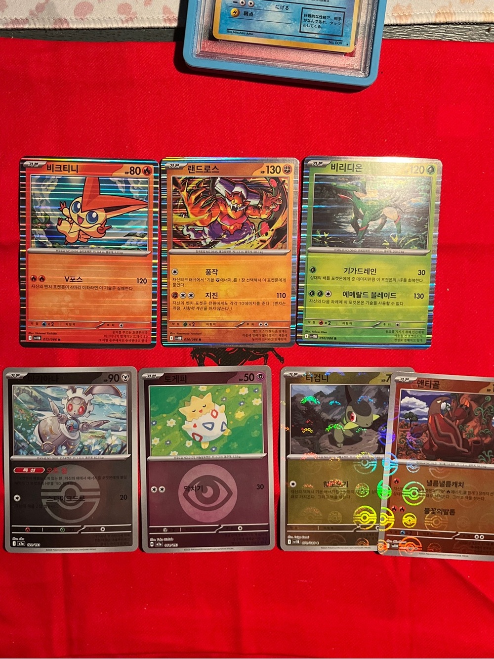 Pokemon Trading Card Lot with Red, Orange, Green, Black and Gold Holo Cards